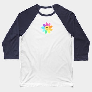 Rainbow Happy Face Flower Small Baseball T-Shirt
